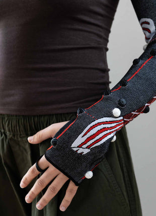 manchon_bras_acu-do_noir_rouge_douleurs_bras_tendinites_tennis_elbow_massage_shiatsu_acupression_auto massage_compression