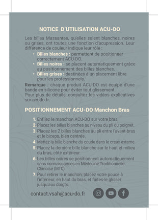 notice_verso_manchon_bras_acu-do_noir_rouge_douleurs bras_douleurs épaules_tendinites_tennis_elbow_douleurs_massage_shiatsu